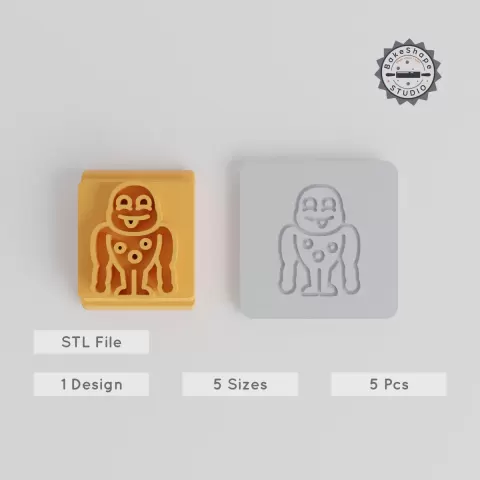 Muscle Monster Stamp Tile Set, 5 Sizes 20-40mm, Ideal for Clay, Cookie & Fondant Modeling PRODUCT_3146
