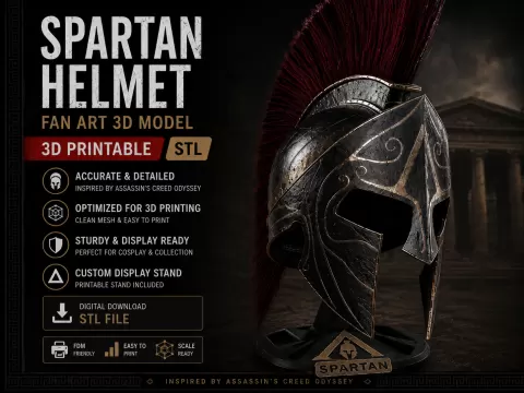 Spartan Helmet with Custom Display Stand