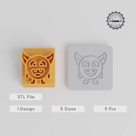 Big Horn Monster Stamp Tile Set, 5 Sizes, 20-40mm, for Clay, Cookies & Fondant 3D Print STL PRODUCT_3101