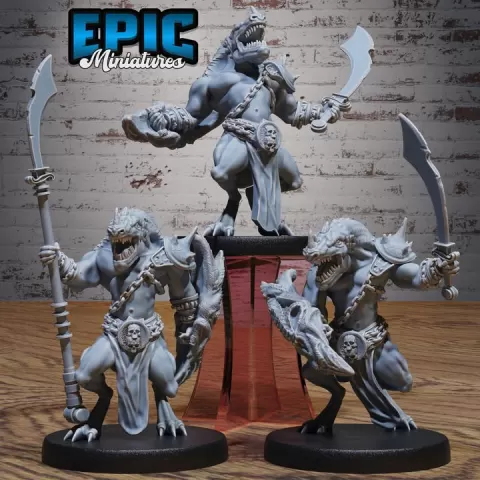Blue Dragonspawn Set / Draconic Creature Warrior / Dragon Lizard Hybrid Beast / Dragonborn Folk / Drake Monster by Epic-Miniatures