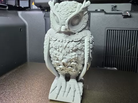 Baroque Owl — Ornate Statue (Carved-Stone Look)