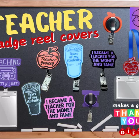 Teacher Badge Swag!! Lanyard Reel Covers-- GREAT Teacher Gifts!! by Jambaby Designs