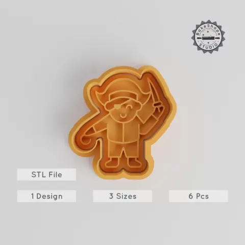 Pirate Shape Cutter & Stamp, Cookie & Fondant Set, 3 Sizes, Perfect for Halloween Party & Kids Costumes PRODUCT_5652