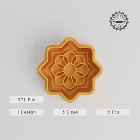 Mandala Shape Cutter & Stamp Set, Perfect for Cookies & Fondant, Includes 6 Pieces, 3 Sizes S/M/L, Sacred Circle & Intricate Art Design PRODUCT_5143