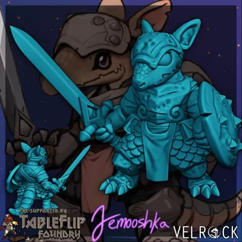 Curious Critters of Whimsy Isle, The Armordillo (PRESUPPORTED) by Velrock Art Miniatures