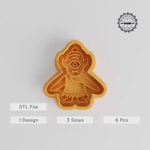 Cyclops Shape Cutter & Stamp Set, Three Sizes, Perfect for Cookies & Fondant, Halloween Horror Monster Theme PRODUCT_5642