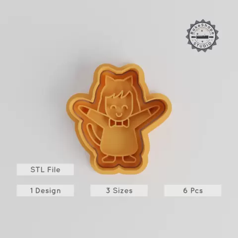 Cat Shape Cutter & Stamp, Cookie & Fondant Tool, S/M/L Sizes, Halloween Celebration, Character Design, 6 Pc Set PRODUCT_5639