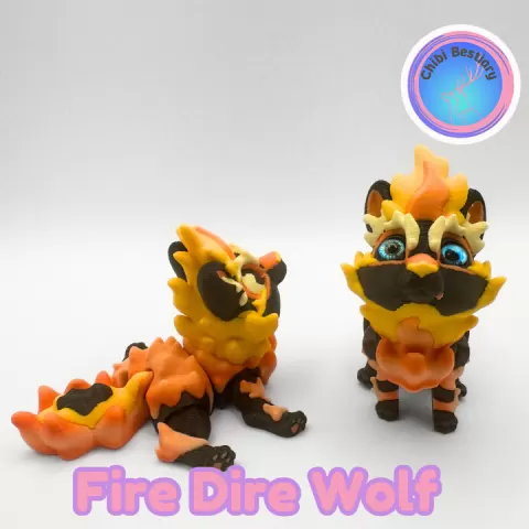 Fire Dire Wolf Flexi by ChibiBestiary
