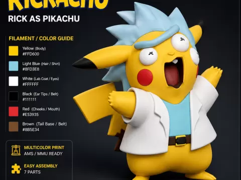 Rickachu – Rick as Pikachu | STL | Easy Print