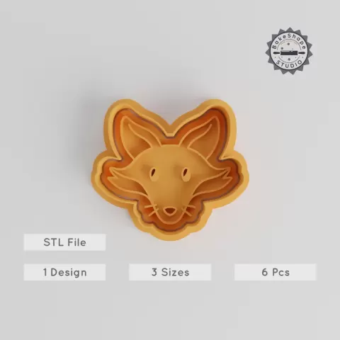 Fox Shape Cutter & Stamp, Wildlife Cookie Molds Set, Cute Animal Fondant Tool, S/M/L Sizes, 3D Printing STL PRODUCT_5556