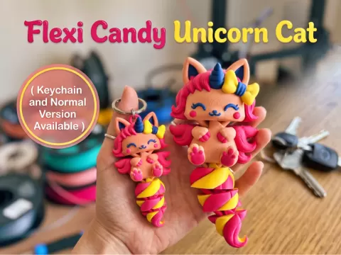 Flexi Candy Unicorn Cat | Articulated Fidget Toy