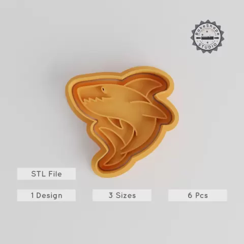 Shark Shape Cutter & Stamp, Cookie & Fondant Tool, Sea Predator Design, Set of 6, S/M/L Sizes, Ocean Animal, Cute Sea Theme PRODUCT_5577
