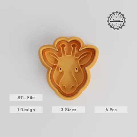 Giraffe Cookie Cutter & Stamp Set, Safari Tall Wildlife Design, Perfect for Fondant, 6 Pieces, 3 Sizes (S/M/L) PRODUCT_5558