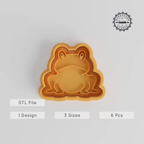 Frog Shape Cutter & Stamp Bundle, Cute Amphibian Friend, Cookie & Fondant Design, 3 Sizes, 6 Pieces, Animal Theme PRODUCT_5557