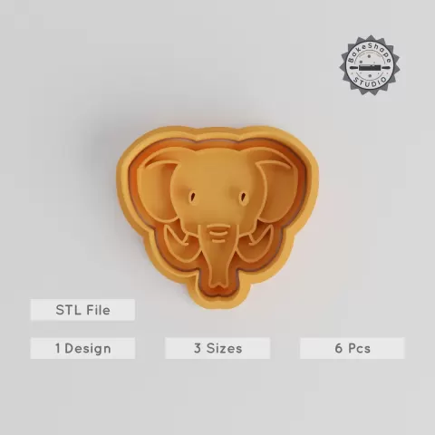 Elephant Shape Cutter & Stamp Set, Perfect for Cookies & Fondant, Animal Cute Wildlife Design, 6-Piece Bundle in S/M/L Sizes PRODUCT_5553