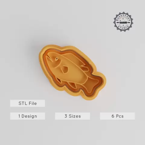 Fish Shape Cutter & Stamp Set, Perfect for Cookies & Fondant, 3 Sizes S/M/L, Aquatic Sea Creature Theme, 6 Piece Collection PRODUCT_5554