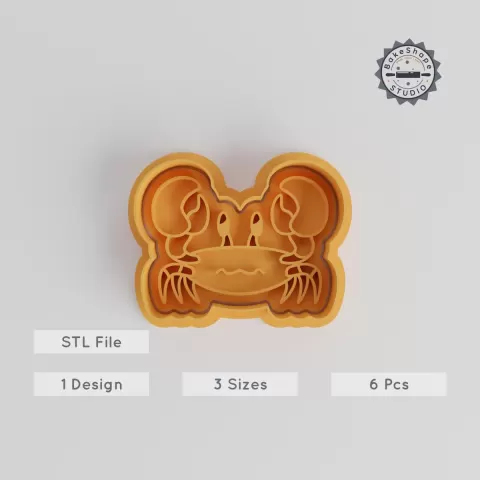 Crab Shape Cutter & Stamp Set, Perfect for Cookies & Fondant, Includes 6 Pieces in 3 Sizes, Animal Collection PRODUCT_5549
