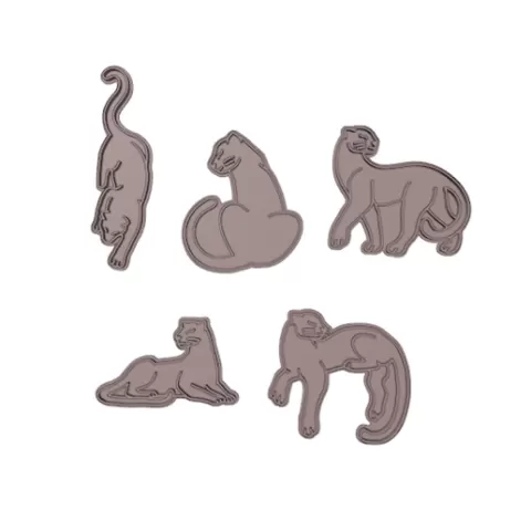 Big Cat Stamp & Cutter Set 5.5–8cm (5 poses) | Set Sellos y Cortadores Felinos 5.5–8cm (5 poses)