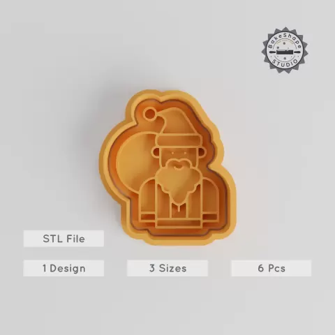 Santa Claus Cookie Cutter & Stamp Set, Christmas Baking Decor, 3 Sizes S,M,L, 6 Pieces, Perfect for Cookies & Fondant PRODUCT_5401