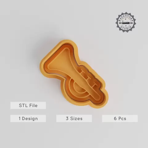 Tuba Cookie Cutter Stamp Set, Brass Instrument Shapes, Perfect for Cookies & Fondant, 3 Sizes S/M/L, 6 Piece Music Horn Collection PRODUCT_4979