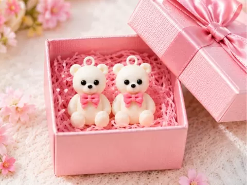 Cute Teddy Bear Earrings - Kawaii Gift Charm Pair