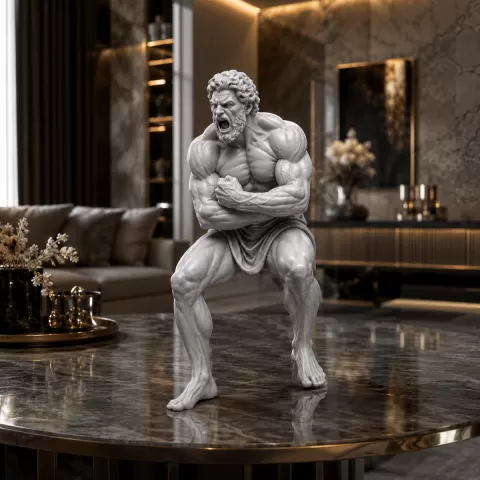Free Raging Titan Warrior Statue STL | Muscular Mythic Male Figure for 3D Printing