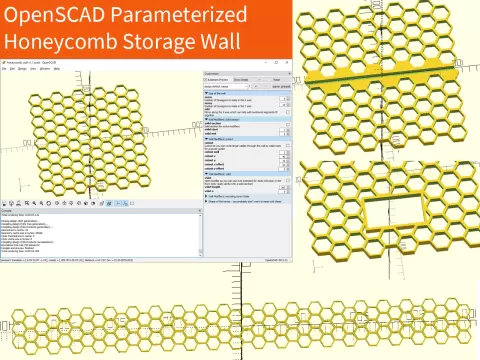 OpenSCAD Parameterized Honeycomb Storage Wall