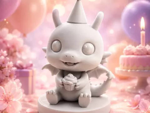 Cute Birthday Dragon Figurine