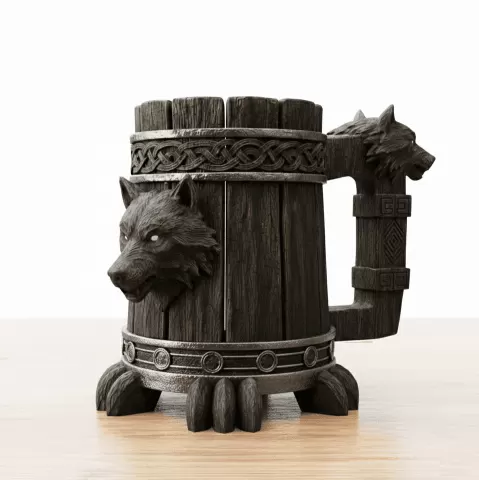 VIKING CAN HOLDER WITH WOLVES - 3D MODEL FOR PRINTING
