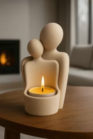 Free Parent & Child Tealight Holder STL – Minimalist Family Candle Holder 3D Print