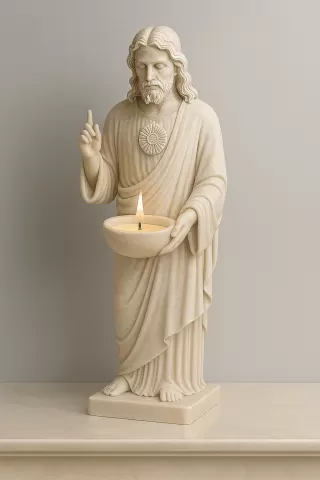 Free Sacred Heart Jesus Tealight Holder STL – Christian Statue Candle Holder 3D Print