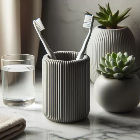 Modern Ribbed Toothbrush & Toothpaste Holder