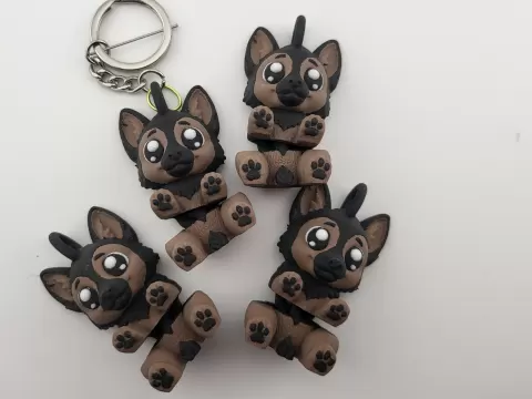 German Shepherd Keychain Flexi Toy Kawaii Fidget