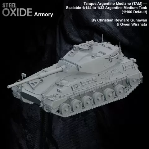 Tanque Argentino Mediano (TAM) — Scalable 1/144 to 1/32 Argentine Medium Tank (1/100 Default) by STEELOXIDE3D
