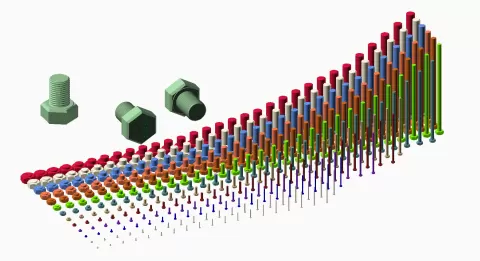 Hundreds of Metric Hex Screws Version 1: M2, M3, M4, M5, M6, M8, M10, M12, M14, M16, ... M48