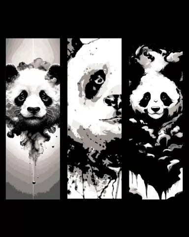 rough artistic designs and images of Panda Bears - Set of Bookmarks