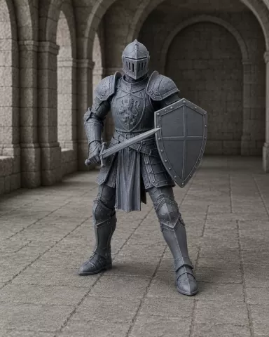 Ritter im mittelalterlichen Steinflur
