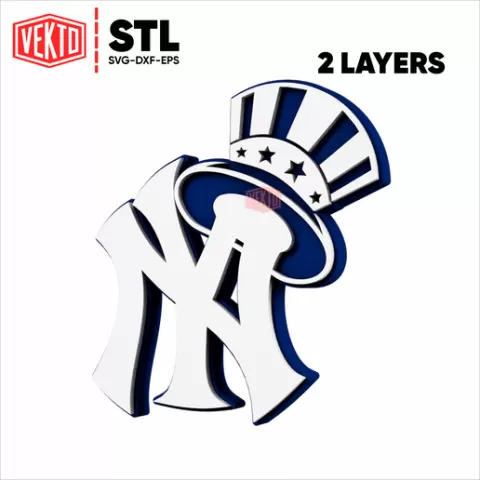 New York Yankees Logo - NY Baseball Emblem SVG DXF EPS STL - Sports Wall Art for Laser & 3D Print