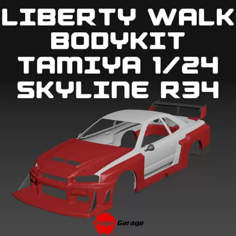 LIBERTY WALK SUPER SILHOUETTE BODYKIT FOR NISSAN SKYLINE GT-R (R34) TAMIYA 1/24
