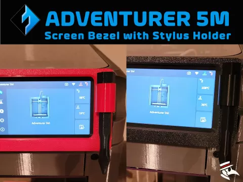 FlashForge Adventurer 5M Screen Bezel With Optional Stylus Holder