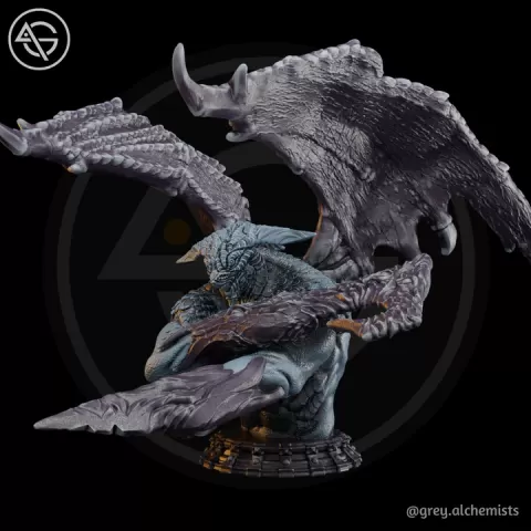 Miniature Bust - Kaldaroth the Shadow Demon with Wings, Fantasy DnD Monster Bust for Painting, 90mm Height - DnD STL (Pre-Supported) by Grey Alchemists