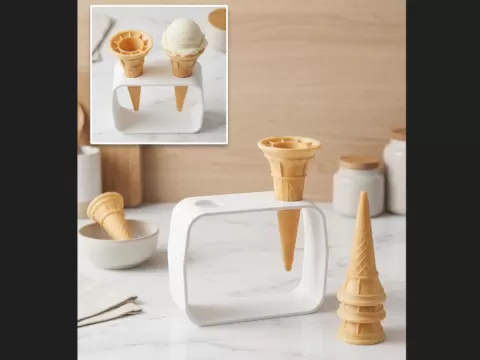 Dual Ice Cream Cone Holder Stand