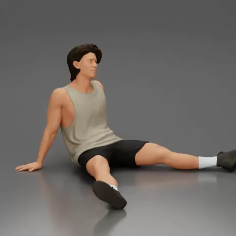 Casual Pose Relaxed Man Sitting with Comfortable Clothing and Footwear by 3DGeschaft Miniatures Figures