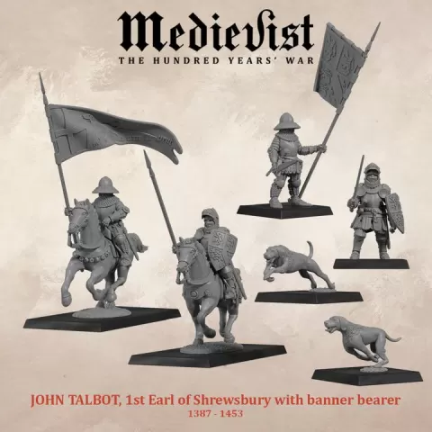 John Talbot, 1st Earl of Shrewsbury with banner/standard bearer by Medievist: Miniature & Games