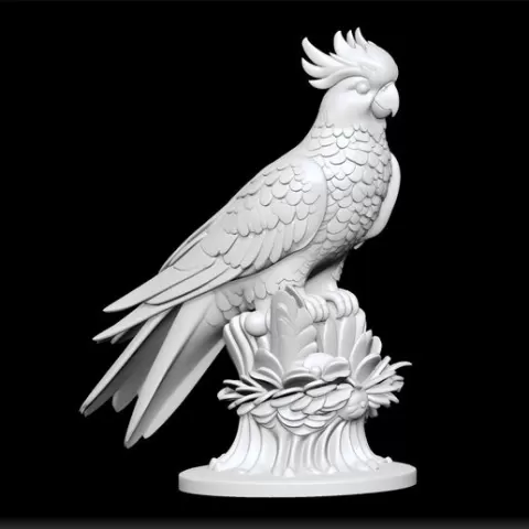 parrot decorative sculpture - colorful parrot figurine - exotic bird decor - artistic parrot ornament - stylized tropical bird model