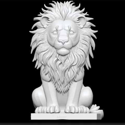 lion sculpture - majestic lion statue - powerful big cat decor - noble animal figurine - regal wildlife ornament