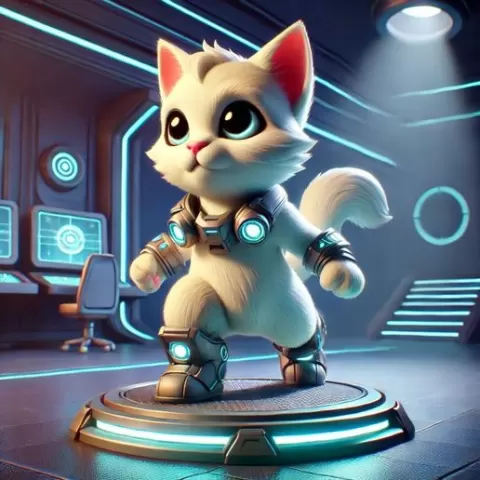 3D Cyber Cat - Gaming Character Concept