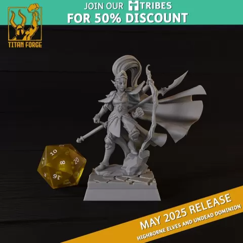 Maiden of the Phoenix - Highborne Elves and Undead Dominion - Titan Forge Miniatures May 2025 by Titan Forge Miniatures