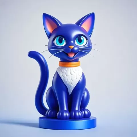 2896 Smiling Siamese Cat on Pedestal - Color 3D Model, pug, dachshund, poodle, cat, camel, bear, penguin, crocodile, lion, pomeranian, donkey, wolf, doberman pinscher, newfoundland, Angora cat, Siamese cat