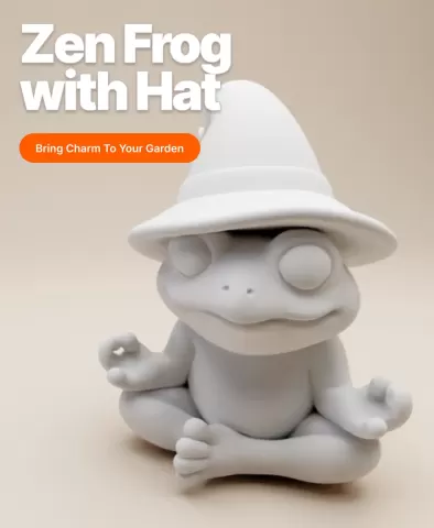Zen Frog with Wizard Hat – Stylized Meditation Pose